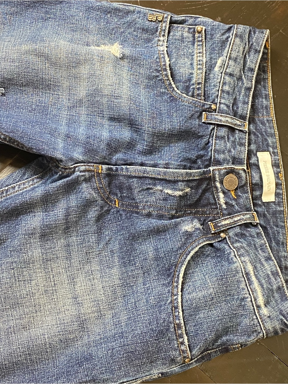 Pierre Balmain Men's Straight-Leg Distressed Denim Jeans in Blue - Picture 4 of 16